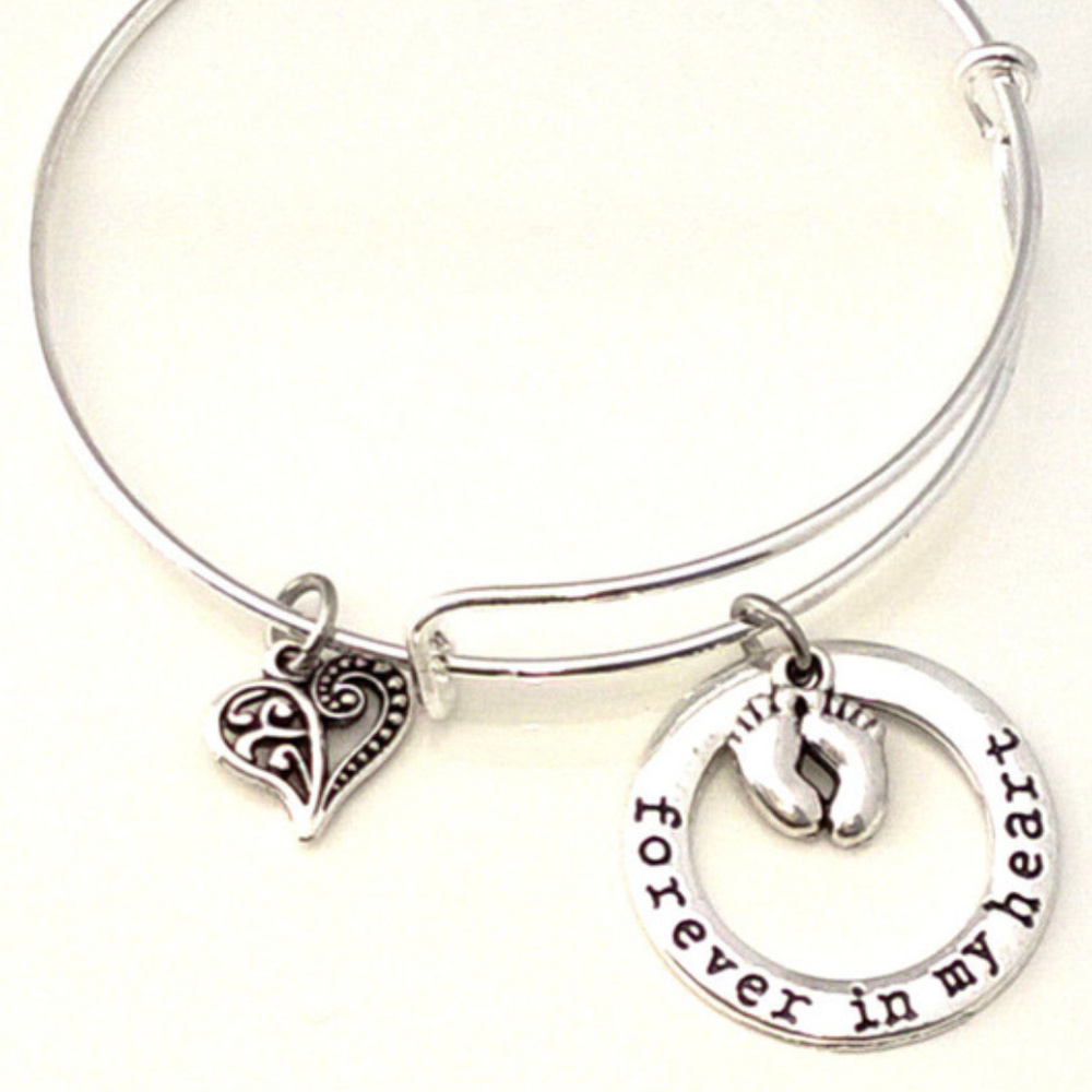 Forever In My Heart Baby Feet Charm Bracelet